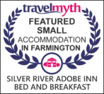 Logo for Silver River Adobe Inn, recognized as a featured small accommodation in Farmington by Travel Myth.